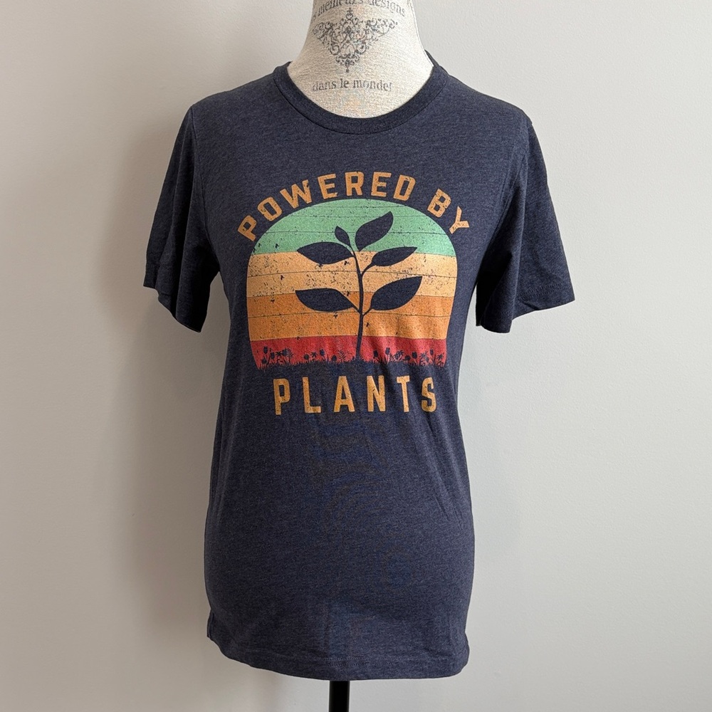 Bella Canvas gray 'Powered by Plants' Tee
